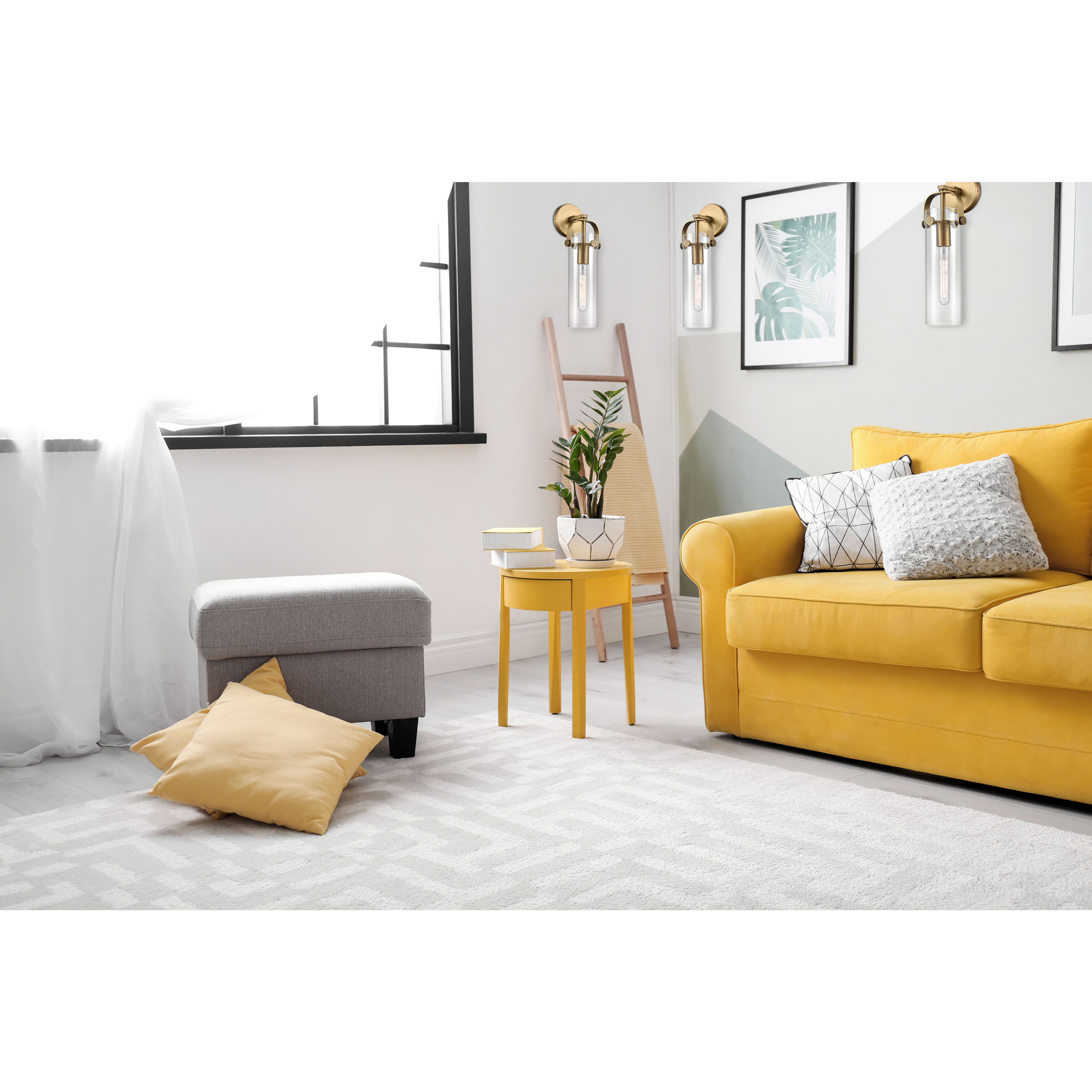 Restoration Pilaster 1 Light 5 inch Brushed Brass Sconce Wall Light, Restoration