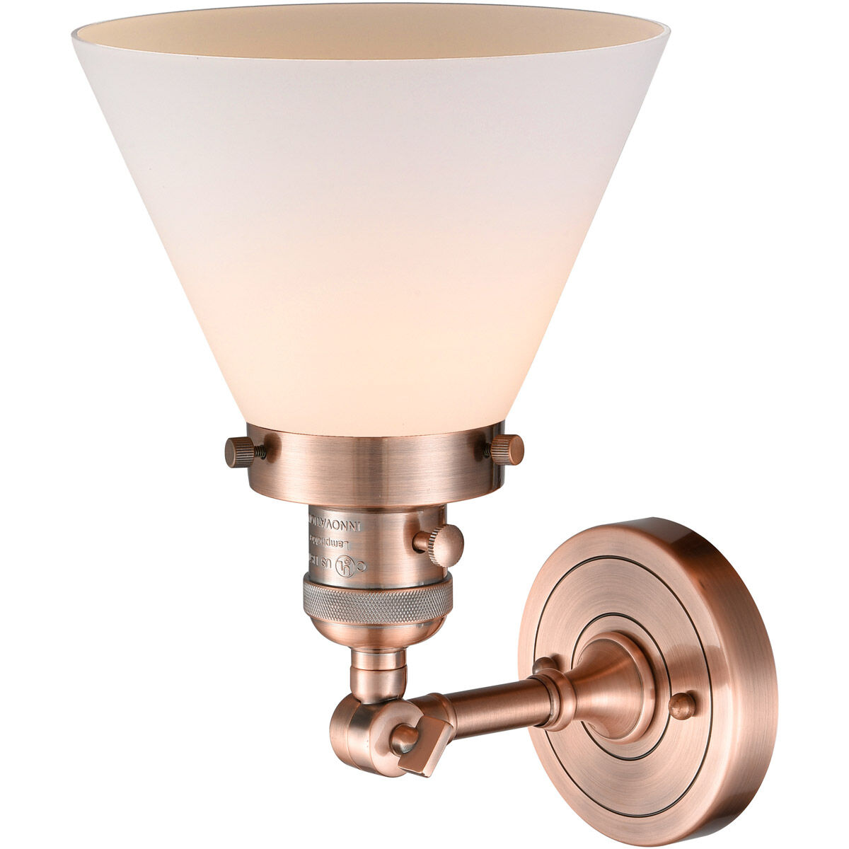 Franklin Restoration Large Cone LED 8 inch Antique Copper Sconce Wall Light, Franklin Restoration