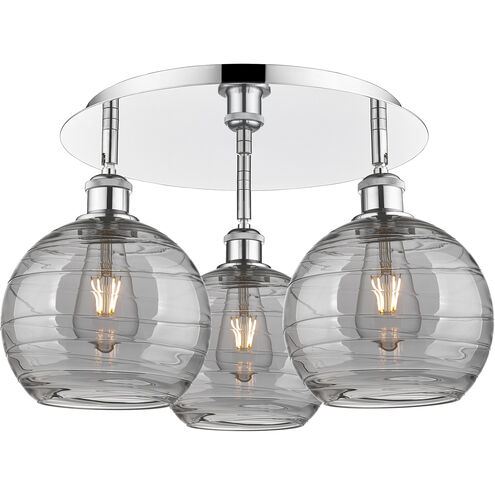 Ballston Athens Deco Swirl 3 Light 19.75 inch Polished Chrome Flush Mount Ceiling Light