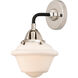 Nouveau 2 Small Oxford 1 Light 8 inch Black Polished Nickel Sconce Wall Light in Matte White Glass