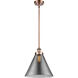 Ballston X-Large Cone 1 Light 12 inch Antique Copper Pendant Ceiling Light in Plated Smoke Glass