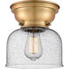 Aditi Large Bell LED 8 inch Brushed Brass Flush Mount Ceiling Light in Seedy Glass, Aditi