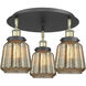 Chatham 3 Light 18.25 inch Black Antique Brass Flush Mount Ceiling Light in Mercury