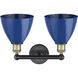 Plymouth Dome 2 Light 16.5 inch Black Antique Brass and Blue Bath Vanity Light Wall Light