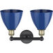 Plymouth Dome 2 Light 16.5 inch Black Antique Brass Bath Vanity Light Wall Light in Blue
