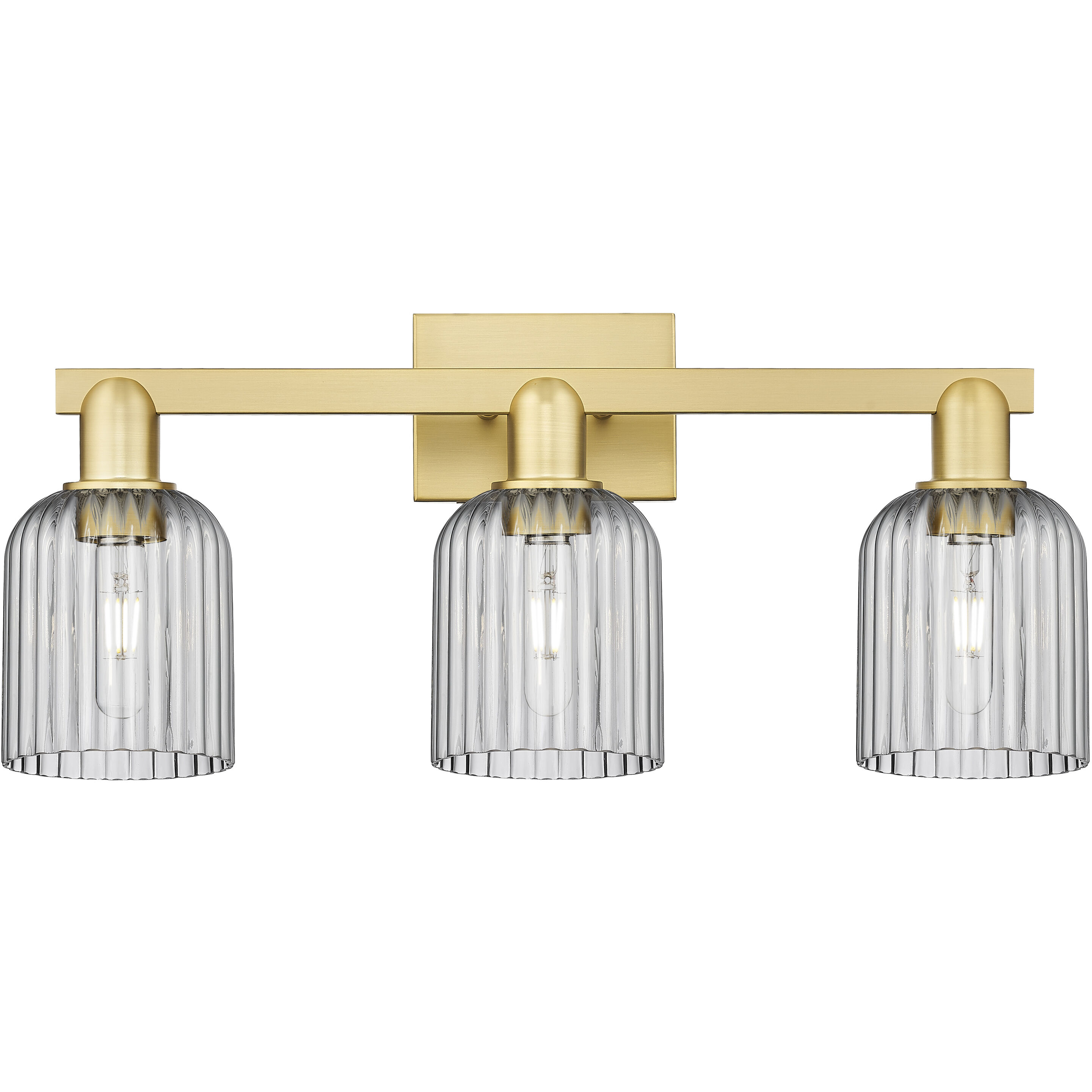 Bridal Veil 3 Light 24 inch Satin Gold Bath Vanity Light Wall Light in Light Smoke Glass