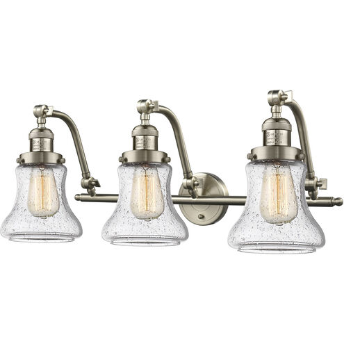 Franklin Restoration Bellmont LED 28 inch Brushed Satin Nickel Bath Vanity Light Wall Light in Seedy Glass, Franklin Restoration