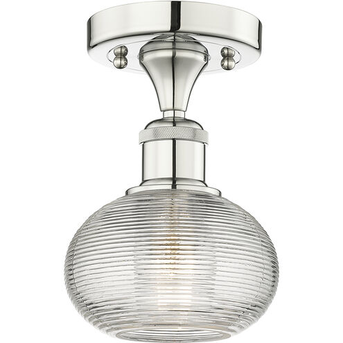 Edison Ithaca 1 Light 6 inch Polished Nickel Semi-Flush Mount Ceiling Light
