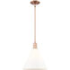 Arcadia Berkshire Glass 1 Light 12 inch Antique Copper Mini Pendant Ceiling Light in Matte White