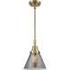 Franklin Restoration X-Large Cone LED 12 inch Antique Brass Mini Pendant Ceiling Light in Plated Smoke Glass