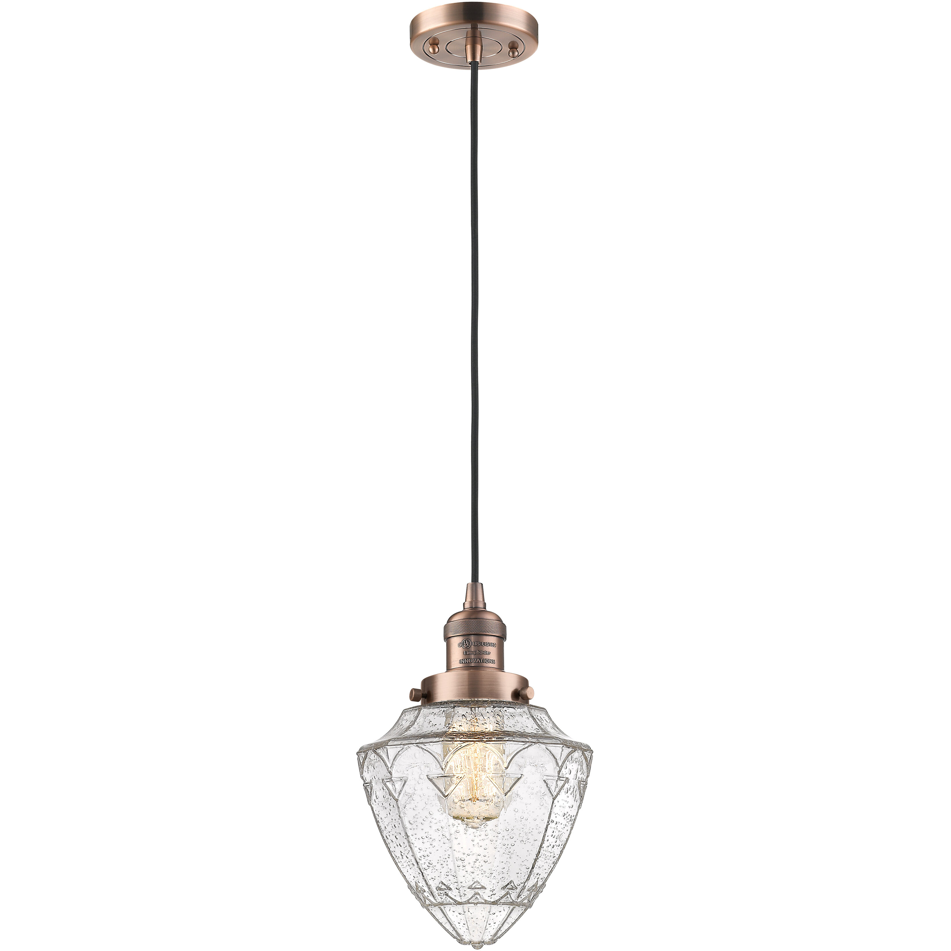 Franklin Restoration Bullet 1 Light 7 inch Antique Copper Mini Pendant Ceiling Light in Incandescent, Seedy