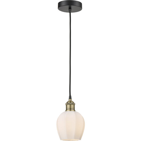 Norfolk 1 Light 5.75 inch Black Antique Brass Mini Pendant Ceiling Light in Matte White Glass
