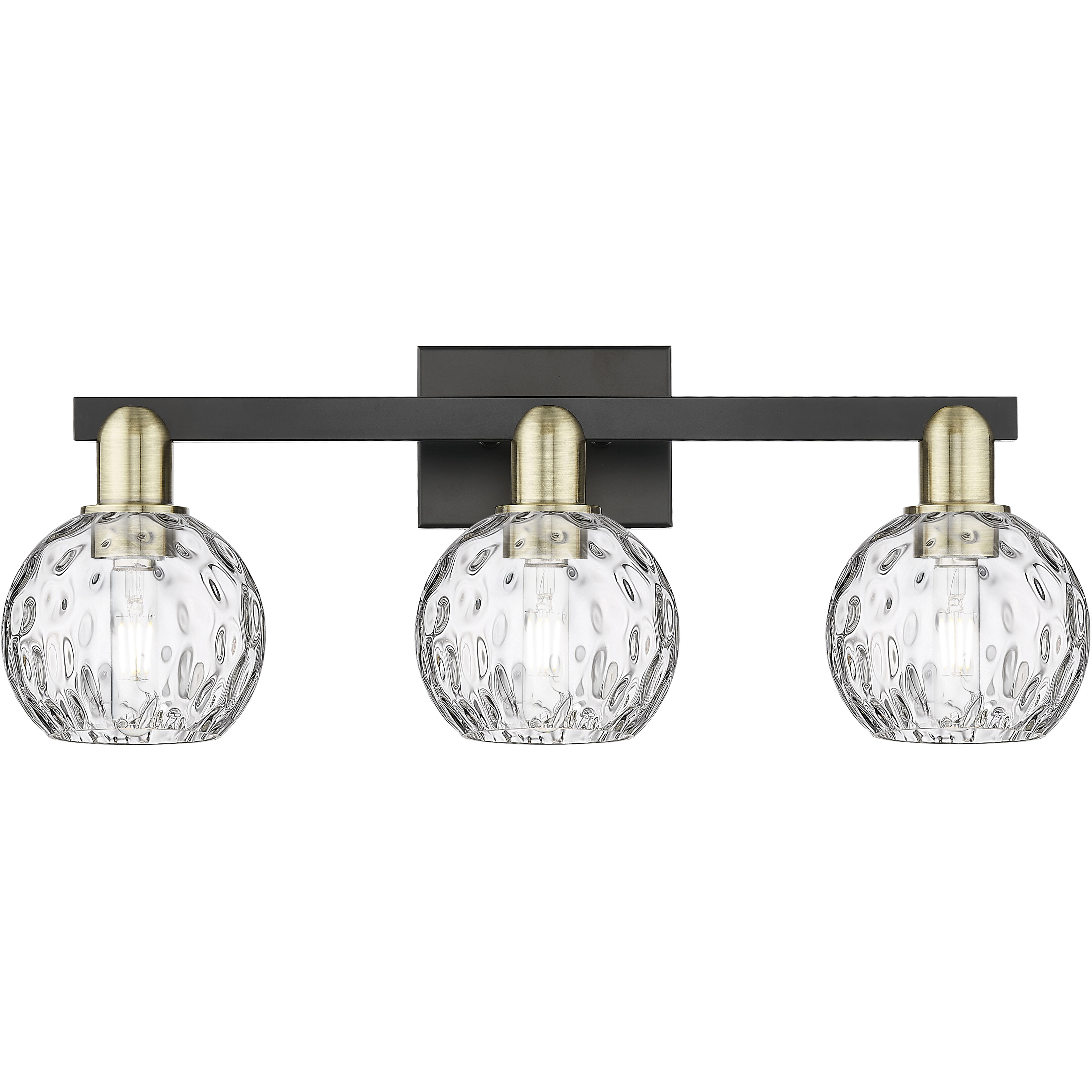 Arcadia Athens Water Glass 3 Light 25 inch Black Antique Brass Bath Vanity Light Wall Light