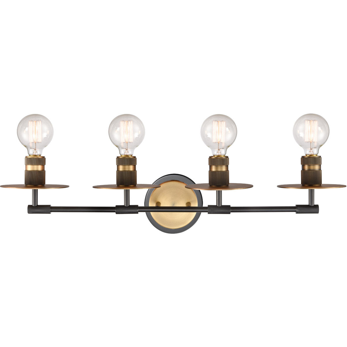 Restoration Aurora 4 Light 30 inch Black Brushed Brass Bath Vanity Light Wall Light, Restoration