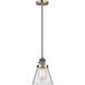 Franklin Restoration Cone 1 Light 6 inch Antique Brass Mini Pendant Ceiling Light in Incandescent, Clear