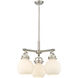 Newton Sphere 3 Light 20.38 inch Satin Nickel Pendant Ceiling Light in Matte White Glass