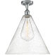 Edison Berkshire 1 Light 16 inch Brushed Satin Nickel Semi-Flush Mount Ceiling Light in Clear Glass