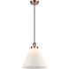 Ballston X-Large Cone 1 Light 8 inch Antique Copper Mini Pendant Ceiling Light in Matte White Glass