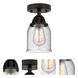 Nouveau 2 Small Bell LED 5 inch Matte Black Semi-Flush Mount Ceiling Light in Seedy Glass