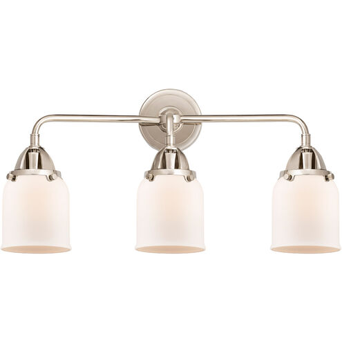 Nouveau 2 Small Bell 3 Light 23 inch Polished Nickel Bath Vanity Light Wall Light in Matte White Glass
