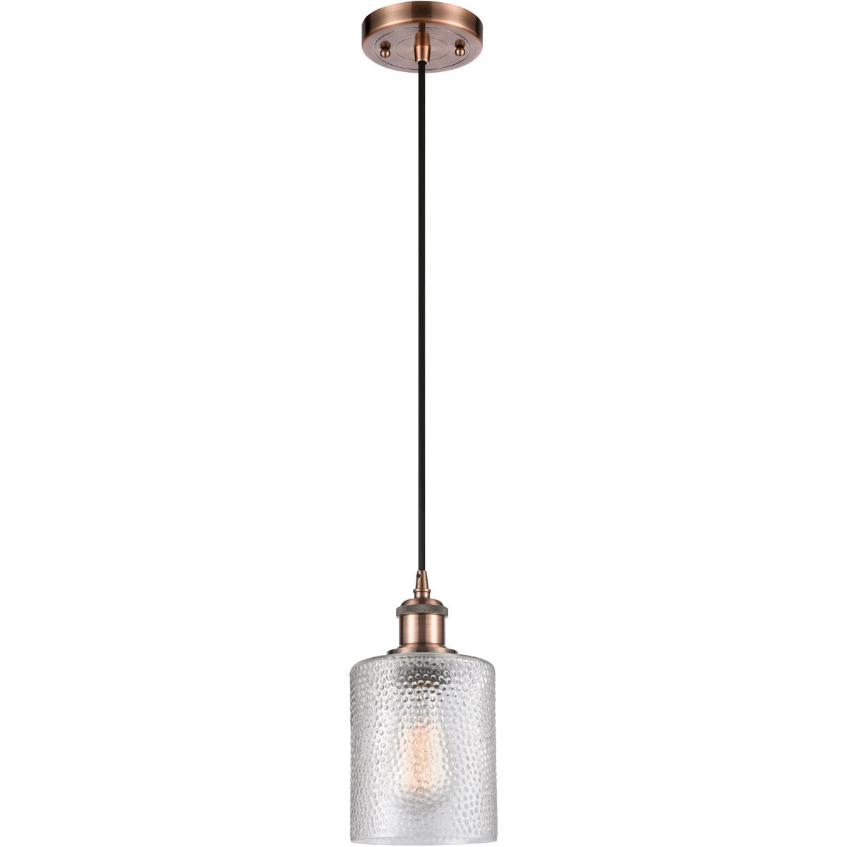 Ballston Cobbleskill 1 Light 5 inch Antique Copper Mini Pendant Ceiling Light in Clear Glass, Ballston