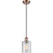 Ballston Cobbleskill 1 Light 5 inch Antique Copper Mini Pendant Ceiling Light in Clear Glass, Ballston