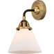 Nouveau 2 Large Cone Sconce Wall Light in Black Antique Brass, Matte White Glass