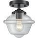 Nouveau Small Oxford LED 7.5 inch Oil Rubbed Bronze Semi-Flush Mount Ceiling Light in Clear Glass, Nouveau