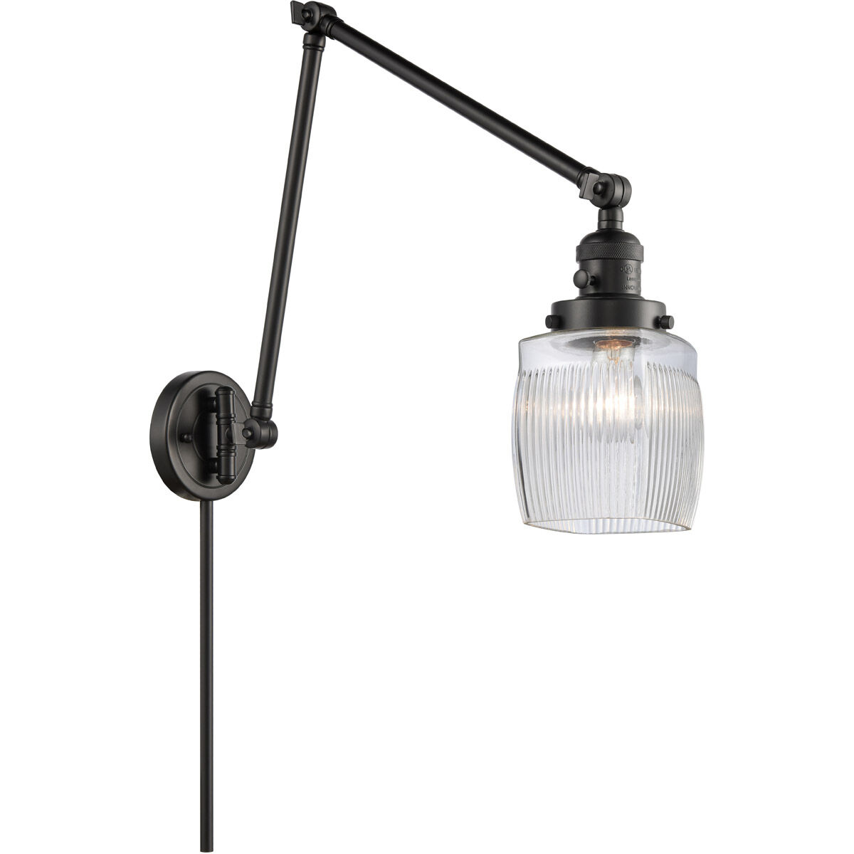 Colton 30 inch 3.50 watt Matte Black Swing Arm Wall Light, Franklin Restoration