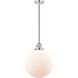 Franklin Restoration Beacon LED 12 inch Polished Nickel Mini Pendant Ceiling Light in Matte White Glass