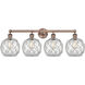 Edison Farmhouse Rope 4 Light 35 inch Antique Copper Bath Vanity Light Wall Light in Clear Glass with White Rope