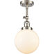Franklin Restoration Large Beacon LED 8 inch Brushed Satin Nickel Sconce Wall Light in Matte White Glass, Franklin Restoration