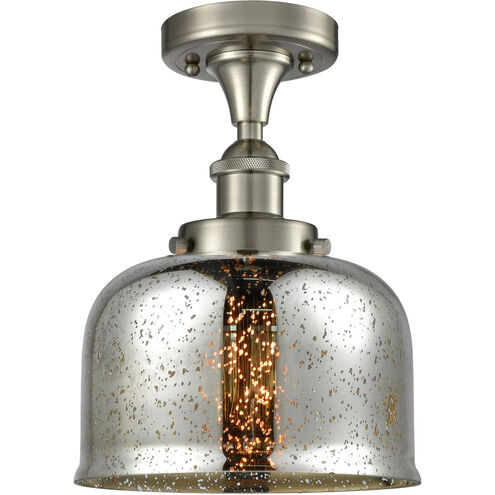 Ballston Bell LED 8 inch Brushed Satin Nickel Semi-Flush Mount Ceiling Light in Silver Plated Mercury Glass, Large Bell