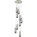 Milan 9 Light 18.5 inch Brushed Satin Nickel Multi Pendant Ceiling Light in Light Smoke Glass