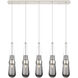 Milan 5 Light 36.13 inch Polished Nickel Linear Pendant Ceiling Light in Light Smoke Glass