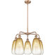 Ballston Brookhaven Almond 5 Light 24.5 inch Antique Copper Chandelier Ceiling Light in Amber Glass
