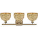 Woven Rattan 3 Light 28 inch Brushed Brass and Natural Bath Vanity Light Wall Light