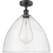 Edison Bristol Glass 1 Light 16 inch Matte Black Semi-Flush Mount Ceiling Light in Seedy Glass