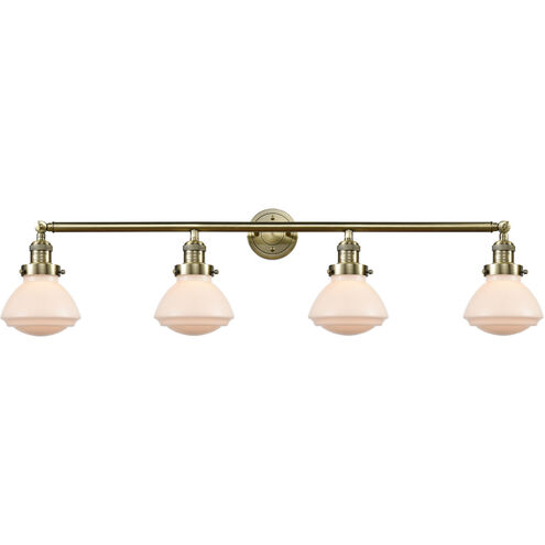 Franklin Restoration Olean LED 43 inch Antique Brass Bath Vanity Light Wall Light in Matte White Glass, Franklin Restoration