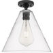 Crown Point 1 Light 12 inch Matte Black Flush Mount Ceiling Light in Clear Glass