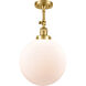 Franklin Restoration XX-Large Beacon LED 12 inch Satin Gold Semi-Flush Mount Ceiling Light in Matte White Glass, Franklin Restoration
