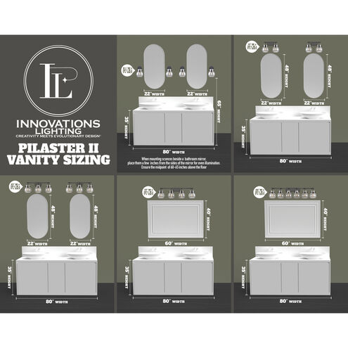 Pilaster II Bell 6 Light 45.5 inch Polished Chrome Bath Vanity Light Wall Light in Seedy Glass