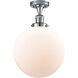 Franklin Restoration XX-Large Beacon LED 12 inch Polished Chrome Semi-Flush Mount Ceiling Light in Matte White Glass, Franklin Restoration