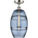 Edison Vaz 1 Light 8 inch Polished Nickel Semi-Flush Mount Ceiling Light in Princess Blue Glass