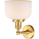 Franklin Restoration Large Bell 1 Light 8 inch Satin Gold Sconce Wall Light in Matte White Glass, Franklin Restoration