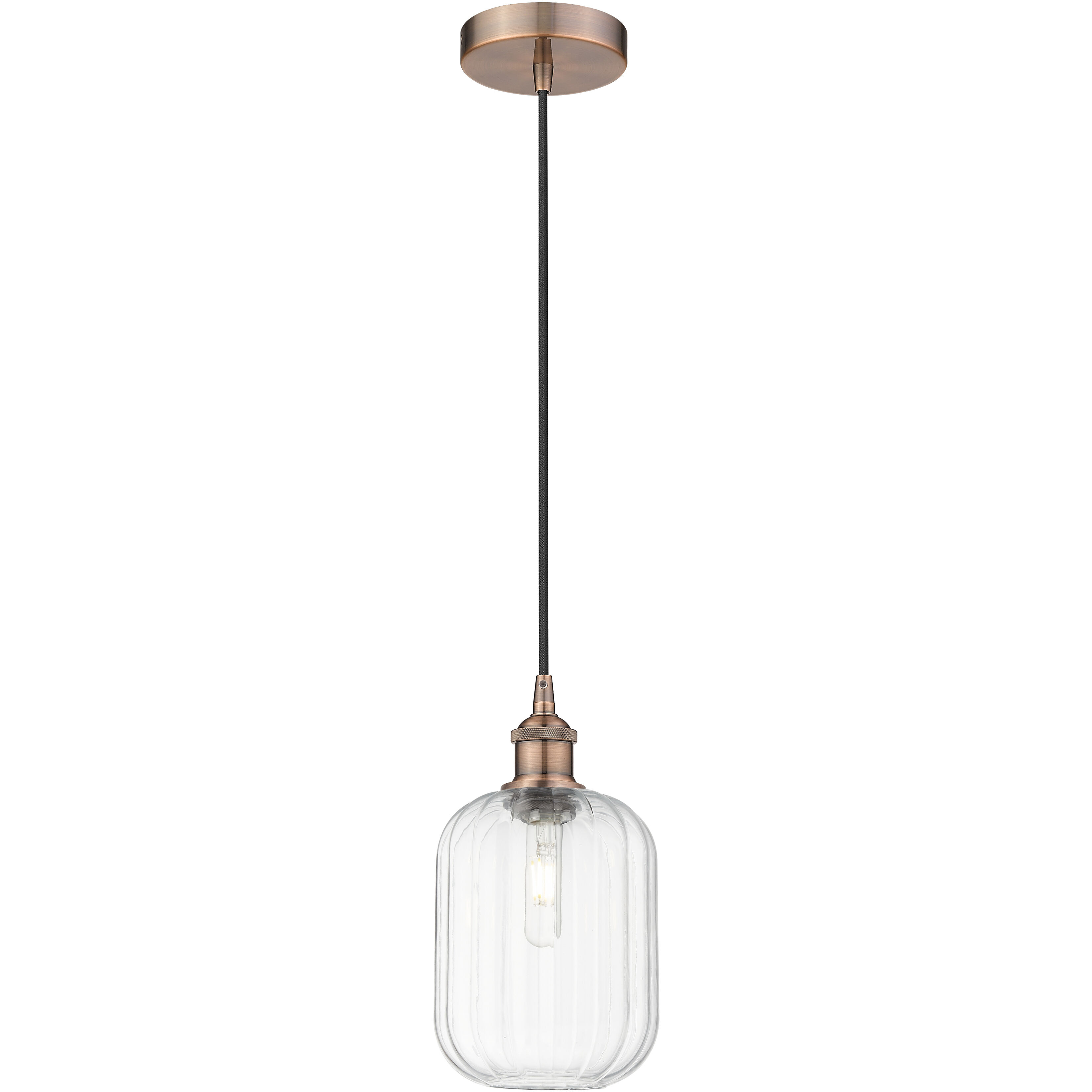 Edison Preston 1 Light 6.75 inch Antique Copper Mini Pendant Ceiling Light in Clear