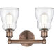 Ellery 2 Light 13.75 inch Antique Copper Bath Vanity Light Wall Light in Clear