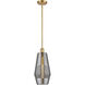 Ballston Windham LED 7 inch Satin Gold Mini Pendant Ceiling Light in Plated Smoke Glass