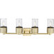 Bolivar 4 Light 31 inch Brushed Brass Bath Vanity Light Wall Light in Clear Glass