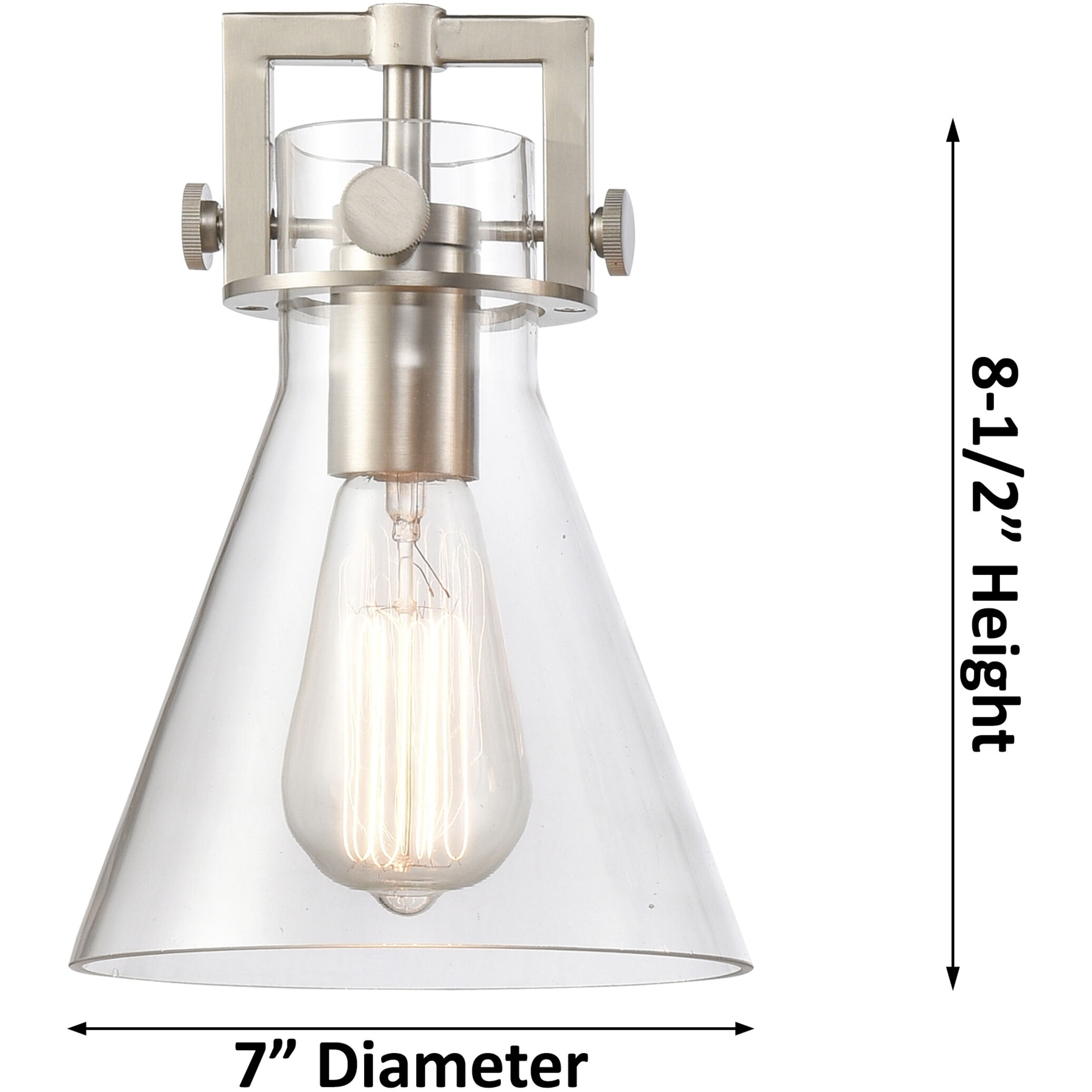 Newton Cone 3 Light 19.63 inch Polished Nickel Flush Mount Ceiling Light in Seedy Glass